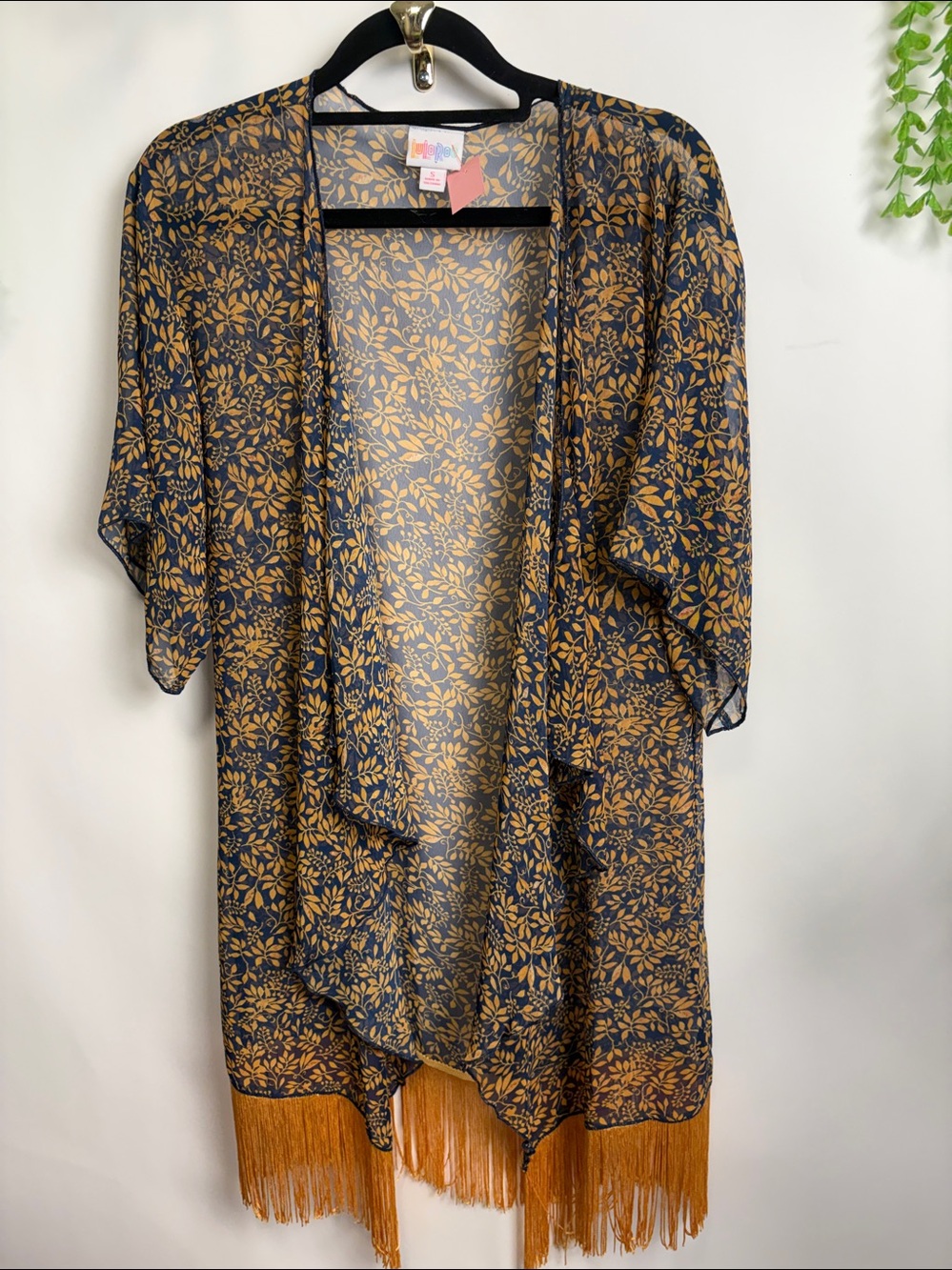 LuLaRoe Blue and Tan Patterned Kimono